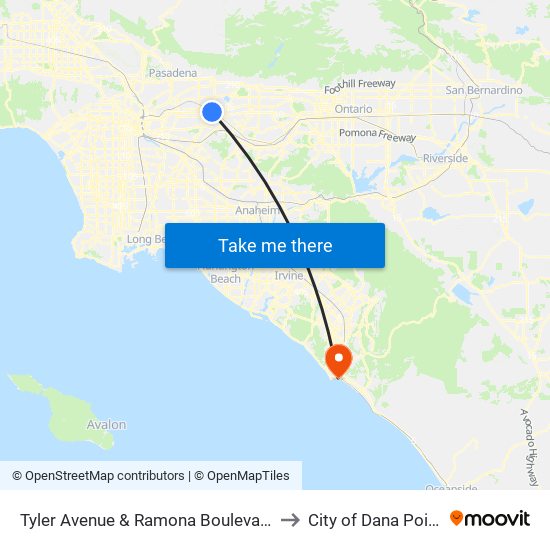 Tyler Avenue & Ramona Boulevard to City of Dana Point map