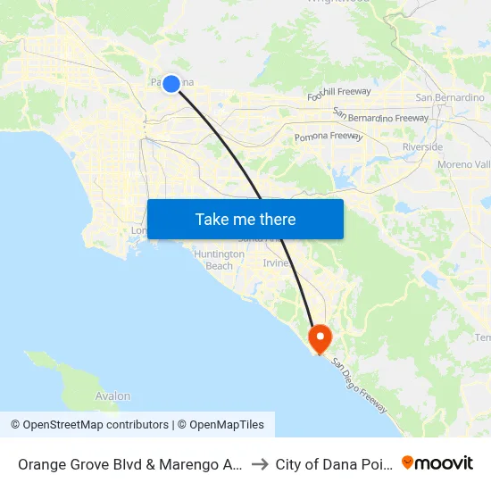 Orange Grove Blvd & Marengo Ave to City of Dana Point map