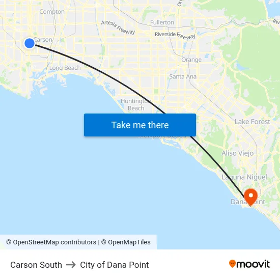 Carson South to City of Dana Point map