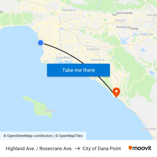 Highland Ave. / Rosecrans Ave. to City of Dana Point map