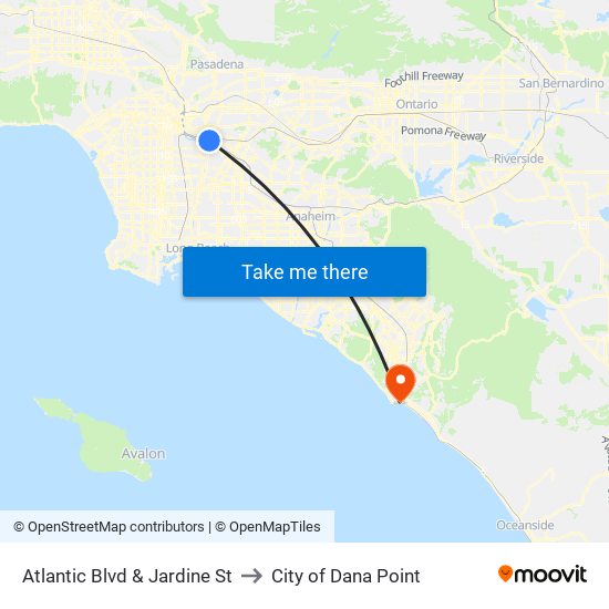 Atlantic Blvd & Jardine St to City of Dana Point map