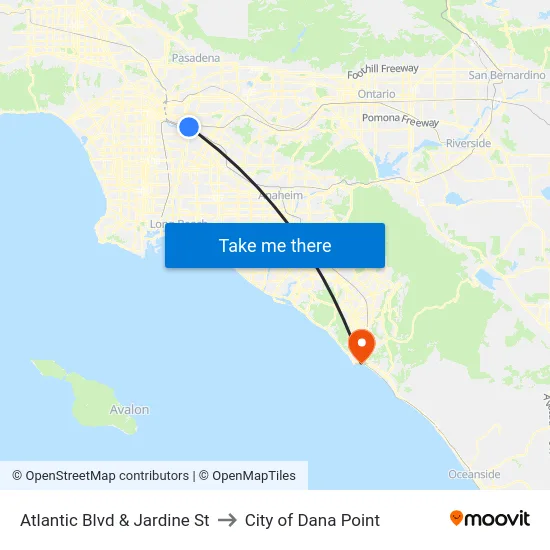 Atlantic Blvd & Jardine St to City of Dana Point map
