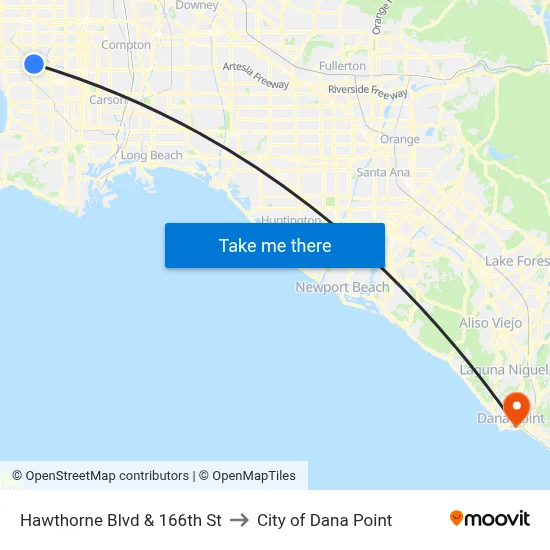 Hawthorne Blvd & 166th St to City of Dana Point map