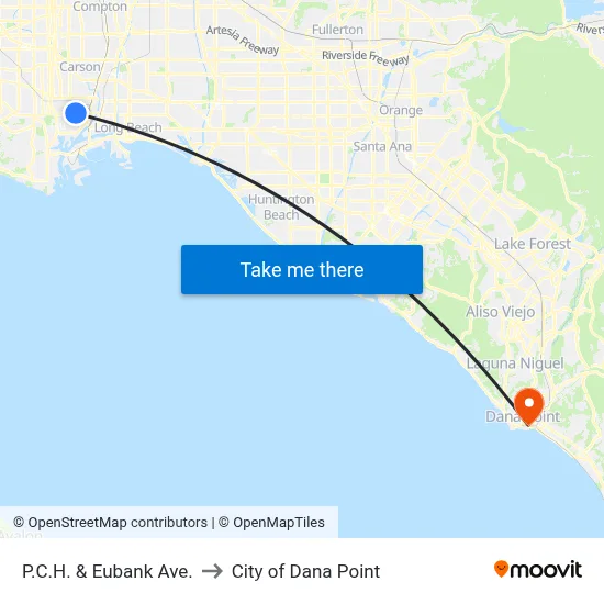 P.C.H. & Eubank Ave. to City of Dana Point map