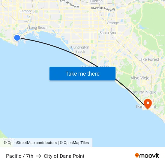 Pacific / 7th to City of Dana Point map