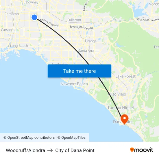 Woodruff/Alondra to City of Dana Point map