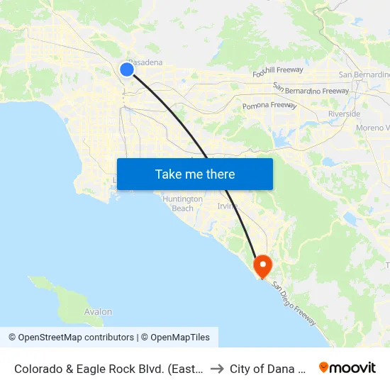 Colorado & Eagle Rock Blvd. (Eastbound) to City of Dana Point map