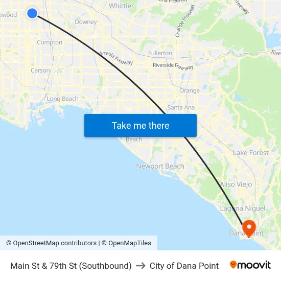 Main St & 79th St (Southbound) to City of Dana Point map