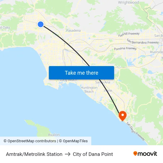 Amtrak/Metrolink Station to City of Dana Point map