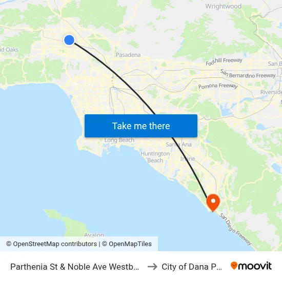 Parthenia St & Noble Ave Westbound to City of Dana Point map