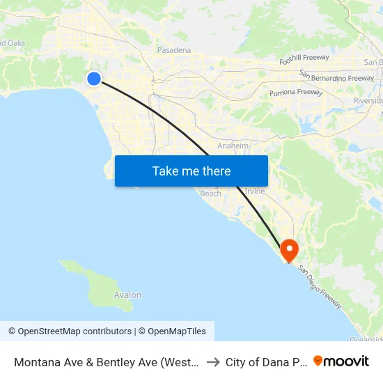 Montana Ave & Bentley Ave (Westbound) to City of Dana Point map