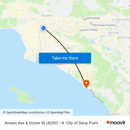 Rowan Ave & Dozier St (4200) to City of Dana Point map