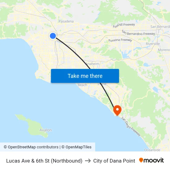 Lucas Ave & 6th St (Northbound) to City of Dana Point map