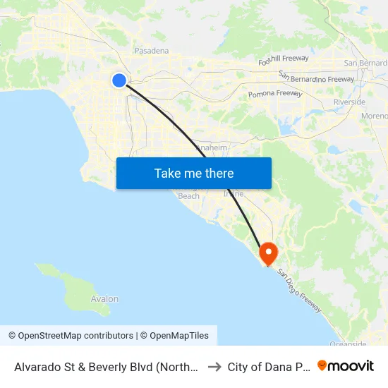 Alvarado St & Beverly Blvd (Northbound) to City of Dana Point map
