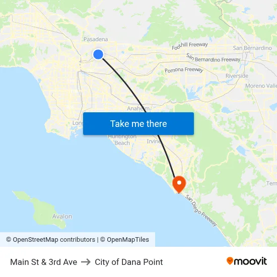 Main St & 3rd Ave to City of Dana Point map