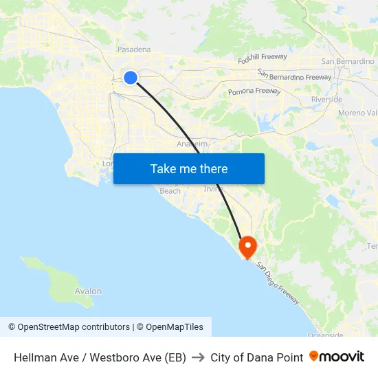 Hellman Ave / Westboro Ave (EB) to City of Dana Point map