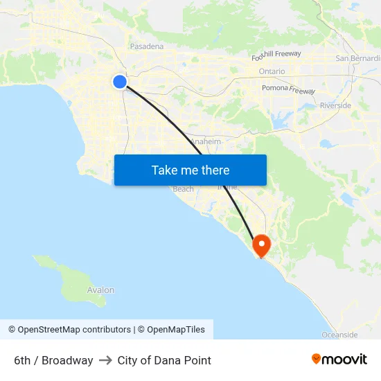 6th / Broadway to City of Dana Point map