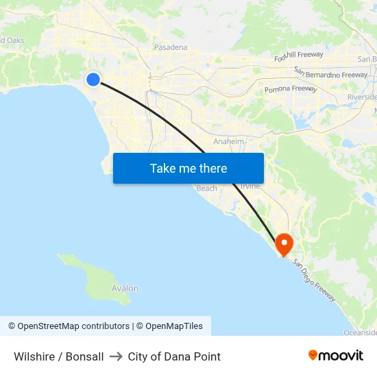 Wilshire / Bonsall to City of Dana Point map