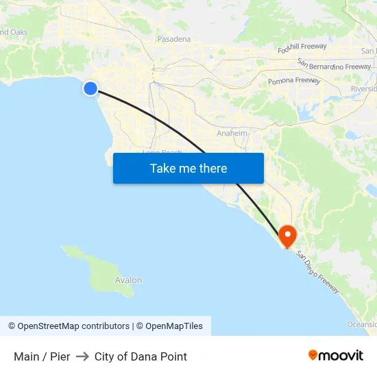 Main / Pier to City of Dana Point map