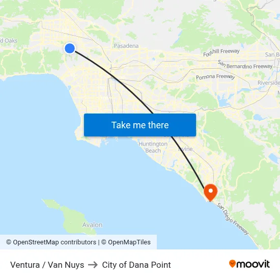 Ventura / Van Nuys to City of Dana Point map