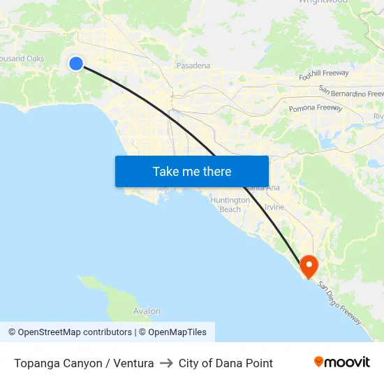 Topanga Canyon / Ventura to City of Dana Point map