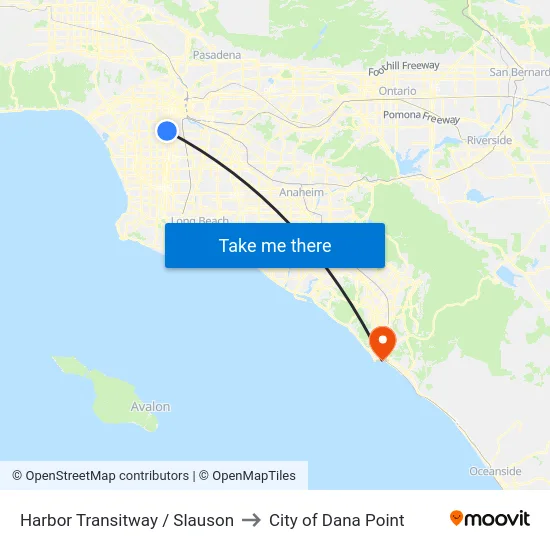 Harbor Transitway / Slauson to City of Dana Point map