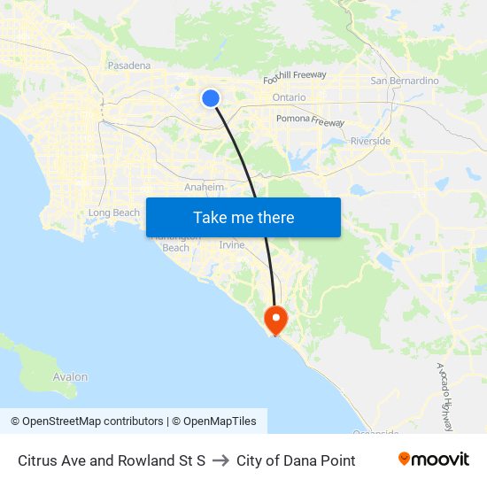 Citrus Ave and Rowland St S to City of Dana Point map