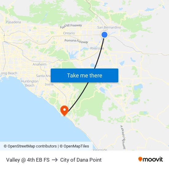 Valley @ 4th EB FS to City of Dana Point map