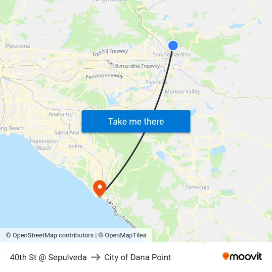 40th St @ Sepulveda to City of Dana Point map