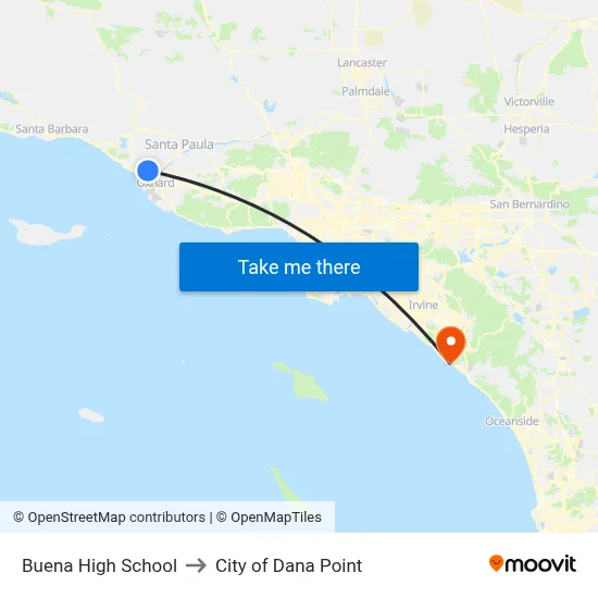 Buena High School to City of Dana Point map