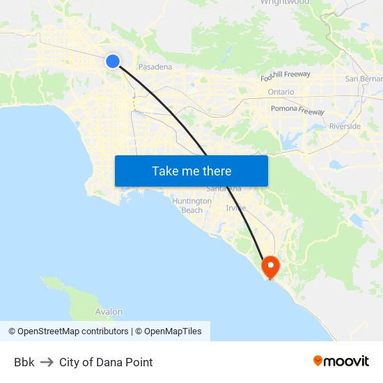 Bbk to City of Dana Point map
