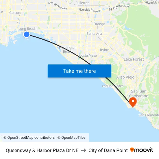 Harbor Plaza & Queens Hwy NE to City of Dana Point map