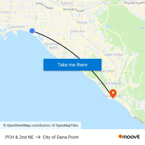 PCH & 2nd NE to City of Dana Point map