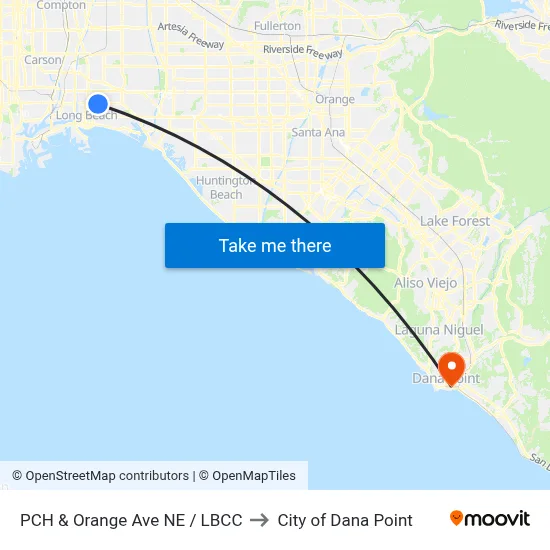 PCH & Orange Ave NE / LBCC to City of Dana Point map