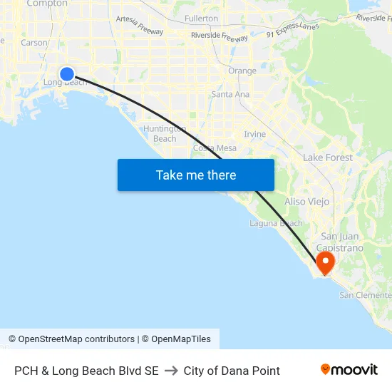 PCH & Long Beach Blvd SE to City of Dana Point map