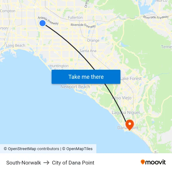 South-Norwalk to City of Dana Point map