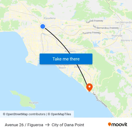 Avenue 26 / Figueroa to City of Dana Point map