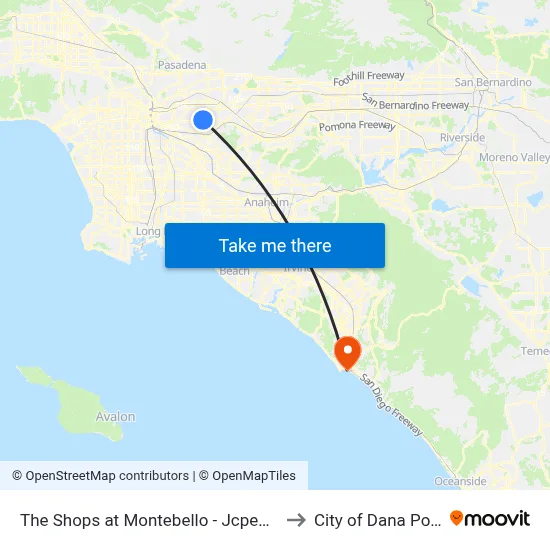 The Shops at Montebello - Jcpenney to City of Dana Point map