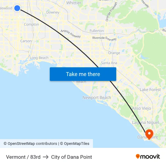 Vermont / 83rd to City of Dana Point map