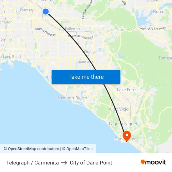 Telegraph / Carmenita to City of Dana Point map