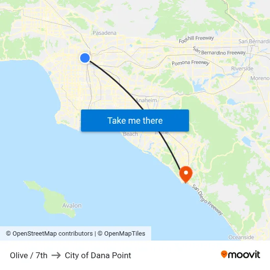 Olive / 7th to City of Dana Point map