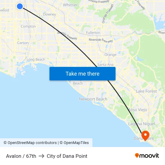 Avalon / 67th to City of Dana Point map