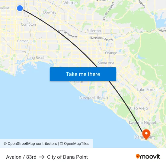Avalon / 83rd to City of Dana Point map