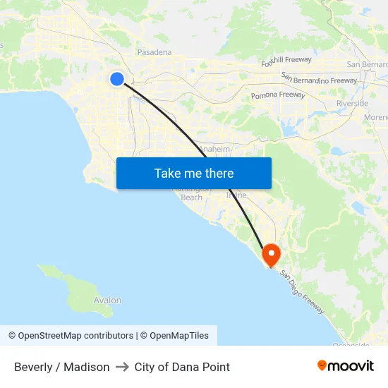 Beverly / Madison to City of Dana Point map