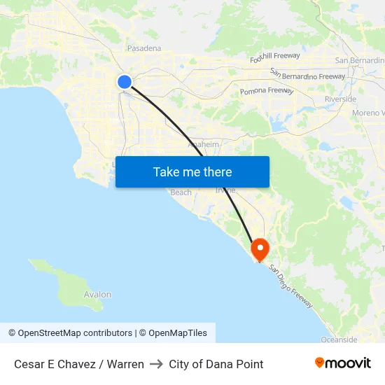 Cesar E Chavez / Warren to City of Dana Point map