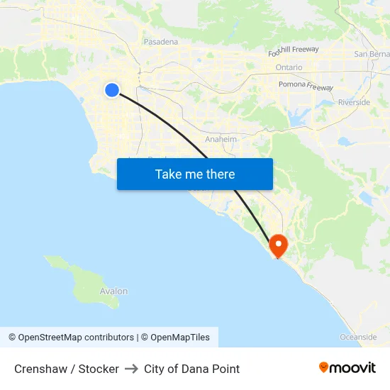 Crenshaw / Stocker to City of Dana Point map