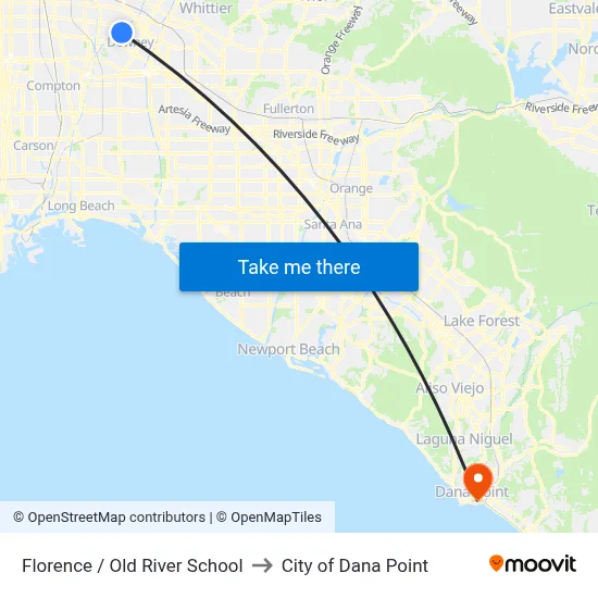 Florence / Old River School to City of Dana Point map