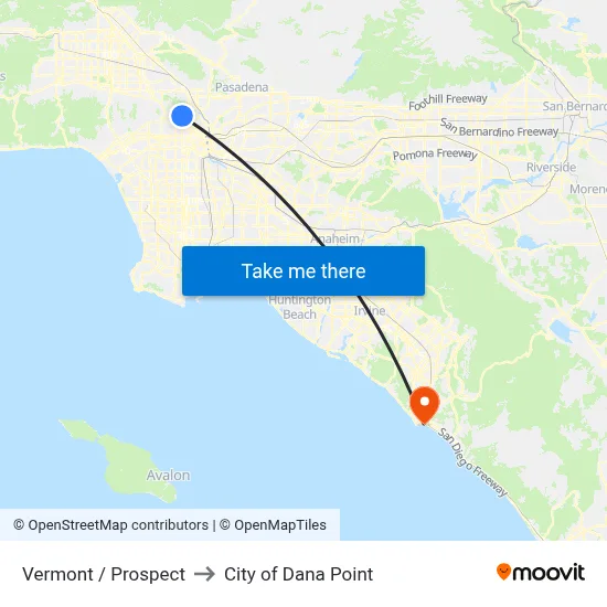 Vermont / Prospect to City of Dana Point map