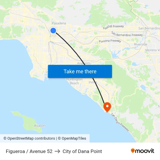 Figueroa / Avenue 52 to City of Dana Point map