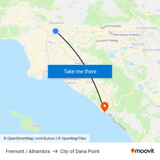 Fremont / Alhambra to City of Dana Point map